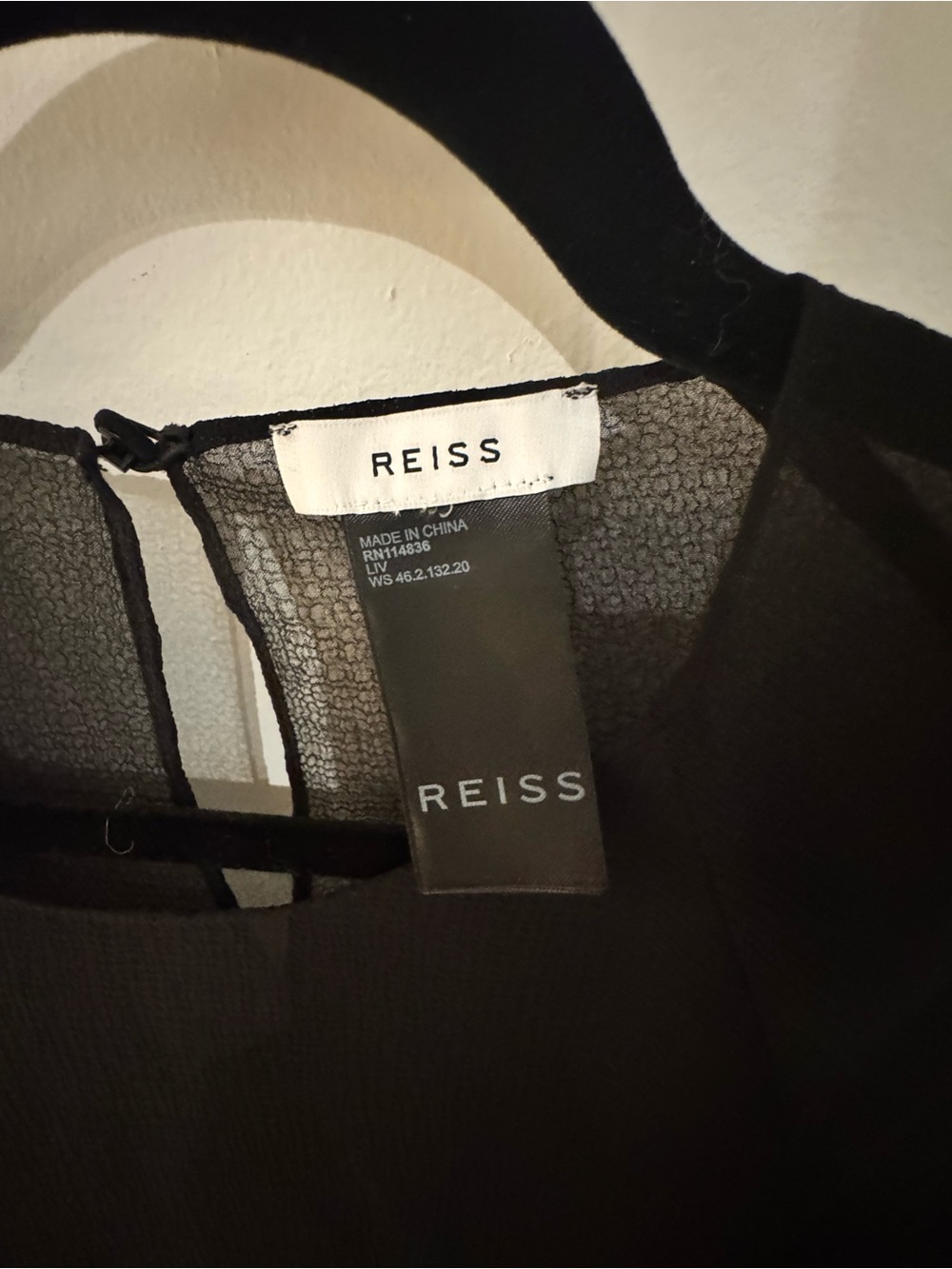 REISS Liv Black Sheer-Back Top - Picture 2 of 6